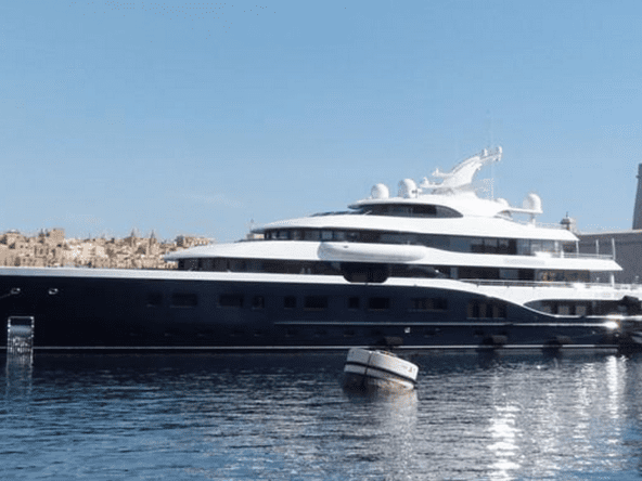Superyacht Symphony, 101m Feadship departing Gibraltar, also